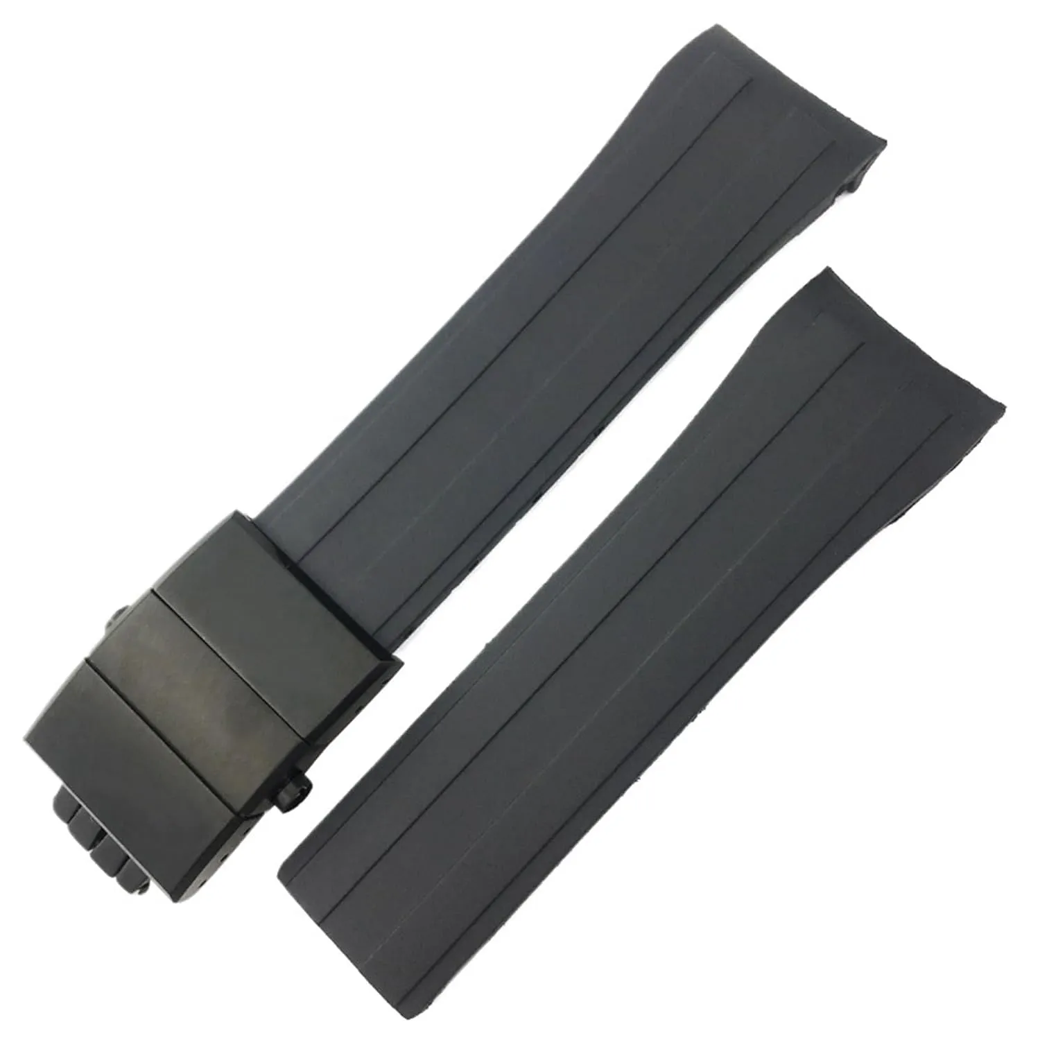 Rubber Watchband 21mm 22mm Replacement for MIDO M026 Ocean Star HydroConquest Waterproof Sport Watch Strap(Black Black,22mm)