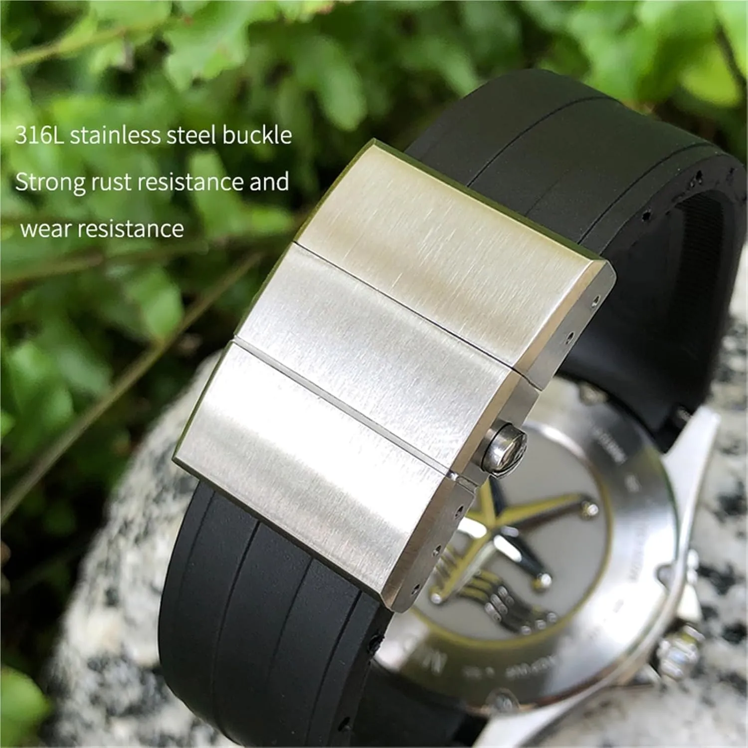 Rubber Watchband 21mm 22mm Replacement for MIDO M026 Ocean Star HydroConquest Waterproof Sport Watch Strap(Black Black,22mm)