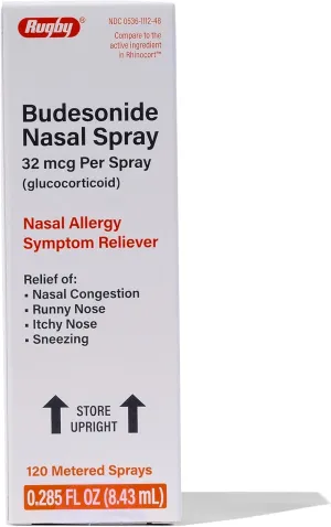 Rugby Budesonide Nasal Spray - Allergy and Nasal Congestion Relief - Alcohol-Free - 0.285 Fl. Oz. (1 Pack)