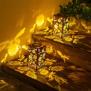 Rynx | 2Pack Solar Lanterns Outdoor Waterproof Hanging Dragonfly Lantern Metal Led Sunflower Lights Decorative Garden, Terrace, Grass, Path, Garden, Birthday, Christmas Gifts For Mom Grandma Women