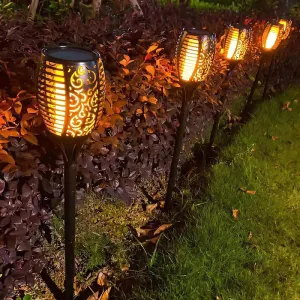 Rynx | 4 Pack LED Solar Torch with Flaming Happiness Outdoor Waterproof, Automatic On/Off Solar Garden