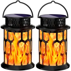 Rynx | Donline Solar Lamps Outdoor Waterproof, Flaming Hanging Solar Lantern Camping Solar-Powered Lights Decorative Lights For Christmas Decor Home Garden Patio Deck Yard Path, 2 Pack