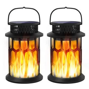 Rynx | Sunenvoy Solar Lanterns Outdoor Waterproof, 2 Pack Flaming Hanging Solar Lanterns Solar Powered Wireless Lantern Decorative Lighting For Halloween Party, Patio, Garden, Courtyard, Pathway