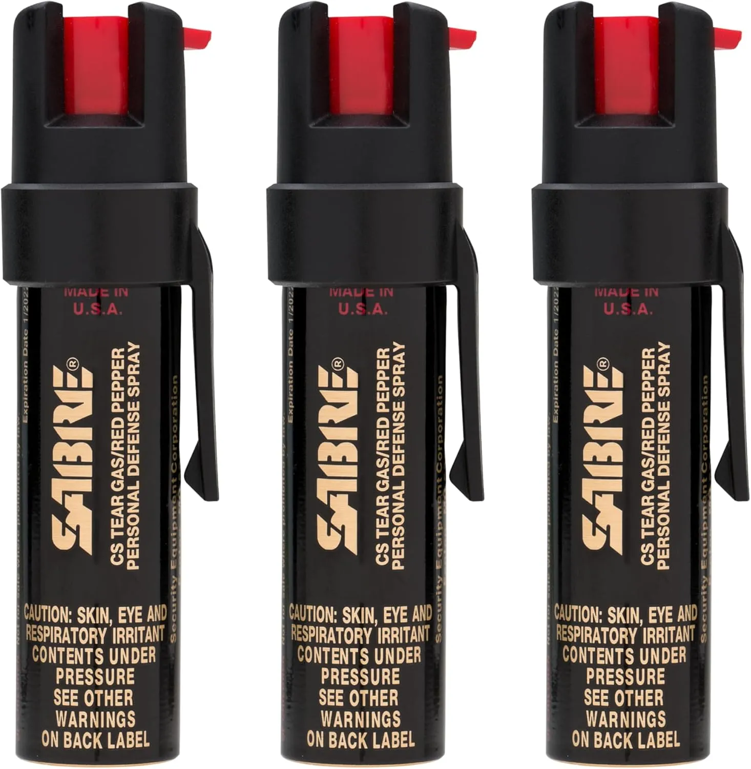 SABRE Advanced Pepper Spray, 3-in-1 Formula Contains Maximum Strength Pepper Spray, CS Military Tear Gas and UV Marking Dye, Compact Belt Clip for Easy Carry and Fast Access, 35 Bursts, 0.67 fl oz