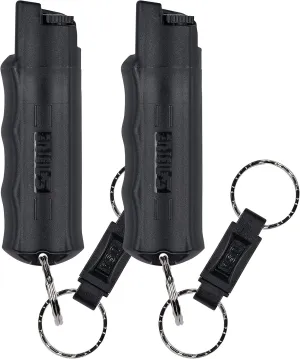 SABRE Defense Spray, 3-in-1 Formula Contains Max Strength Pepper Spray, CS Military Tear Gas & UV Marking Dye, Quick Release Key Ring for Easy Carry, Finger Grip for More Accurate Aim, 0.54 fl oz