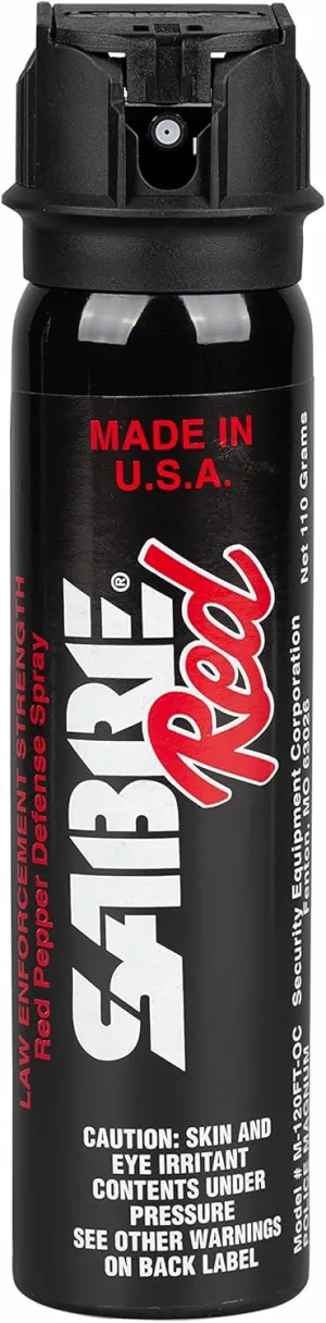 SABRE Magnum 120 Pepper Spray, 40 Bursts, 12-Foot (4-Meter) Range, Extra Large 92.4 Gram Canister, UV Marking Dye, Flip Top Safety, Black