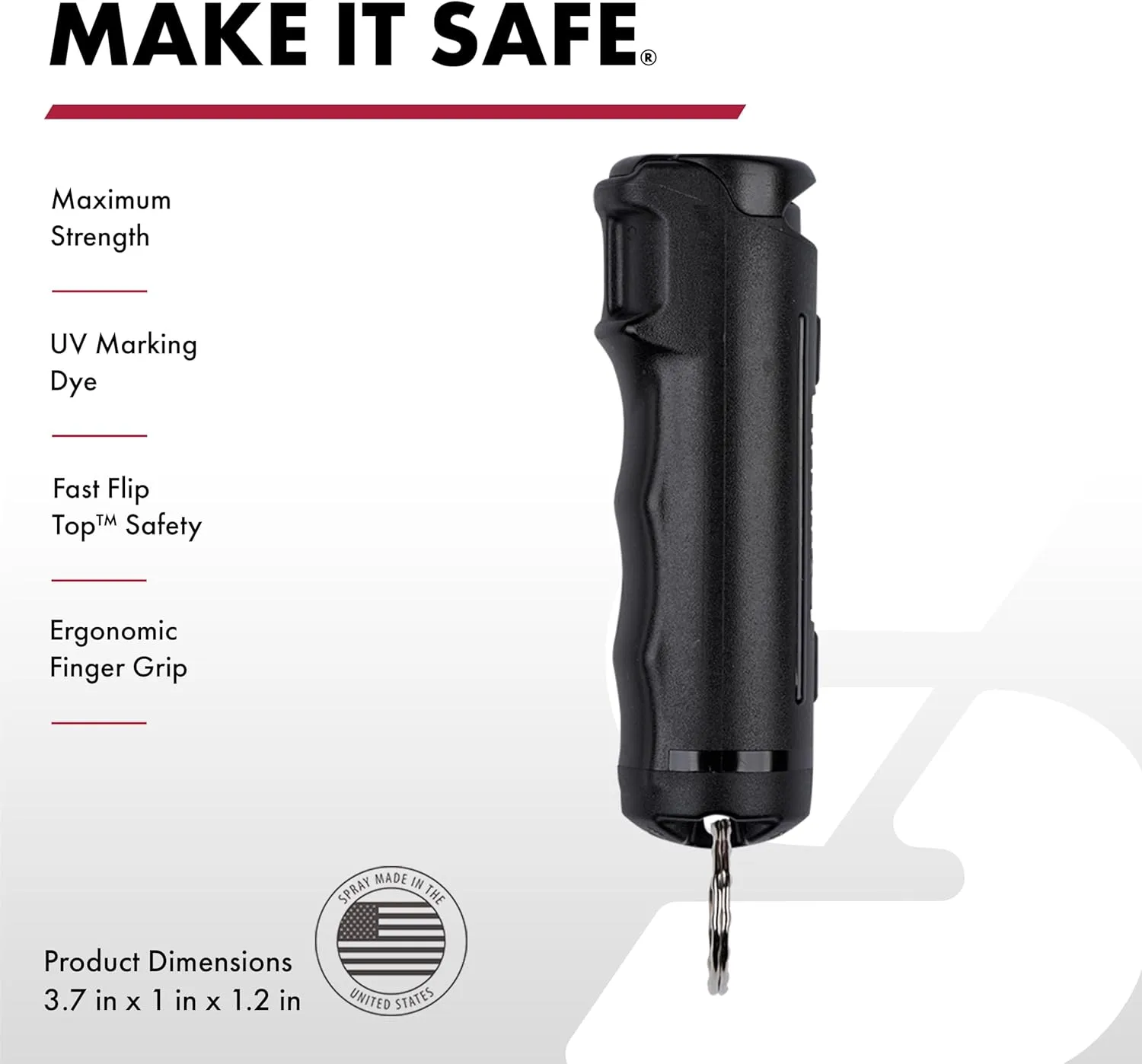 SABRE Pepper Spray with Fast Flip Top, Maximum Police Strength OC Spray, Key Ring for Easy Carry and Fast Access, Finger Grip for More Accurate and Faster Aim, 0.54 fl oz, Secure and Easy to Use