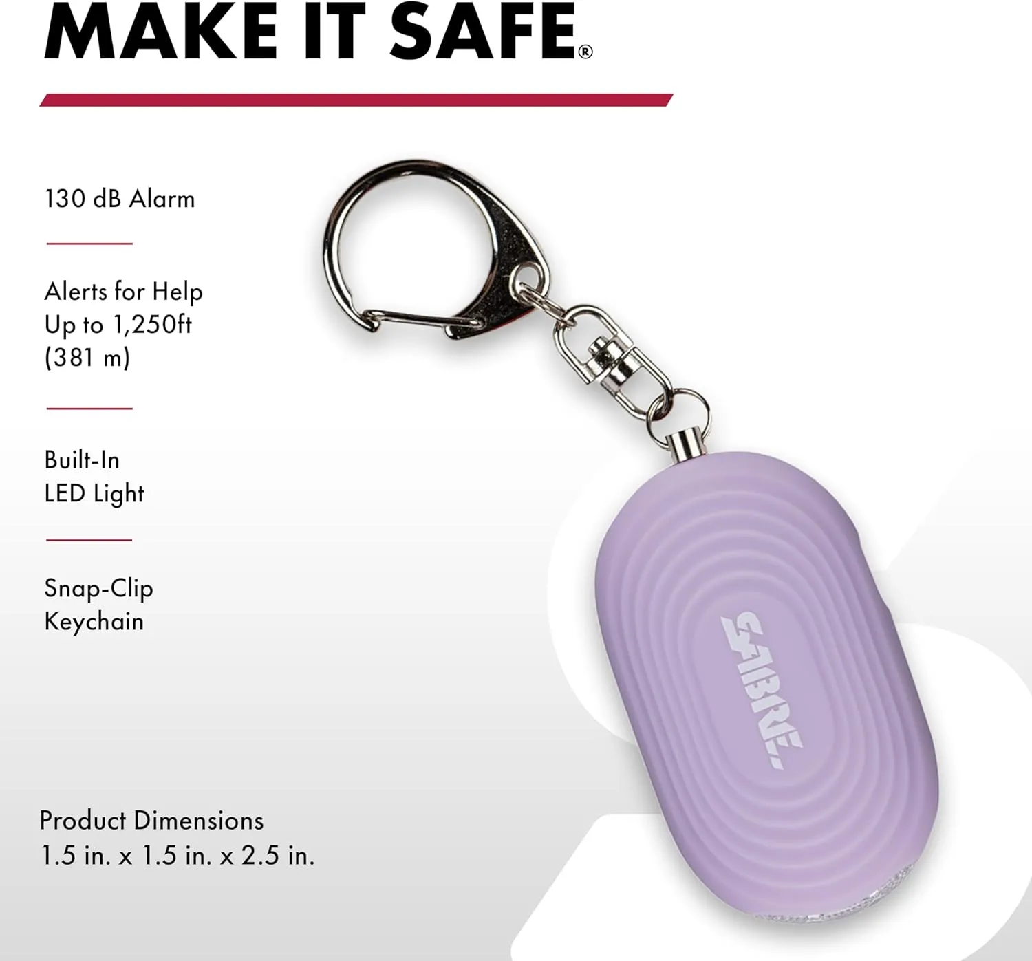 SABRE Personal Safety Kit with Pepper Spray and 2-in-1 Personal Alarm with LED Light, 0.54 fl oz, 25 Bursts,130dB Alarm, Audible Up to 1,250 Feet