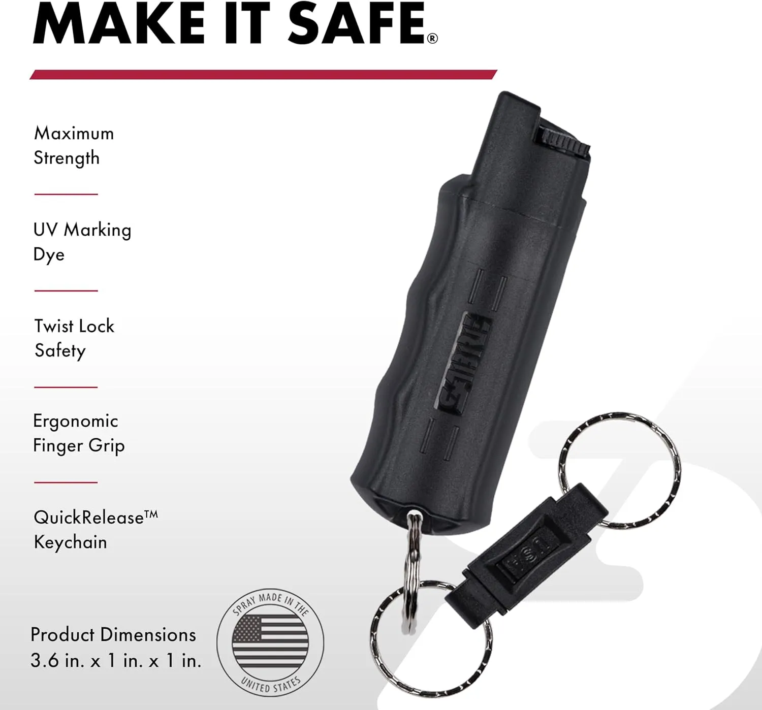 SABRE Personal Safety Kit with Pepper Spray and 2-in-1 Personal Alarm with LED Light, 0.54 fl oz, 25 Bursts,130dB Alarm, Audible Up to 1,250 Feet