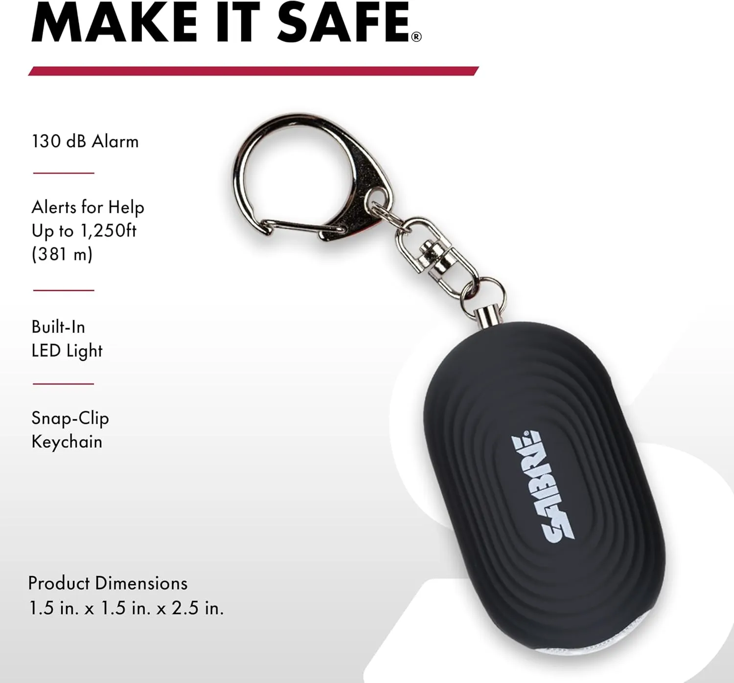 SABRE Personal Safety Kit with Pepper Spray and 2-in-1 Personal Alarm with LED Light, 0.54 fl oz, 25 Bursts,130dB Alarm, Audible Up to 1,250 Feet