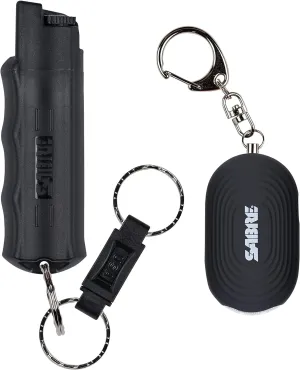 SABRE Personal Safety Kit with Pepper Spray and 2-in-1 Personal Alarm with LED Light, 0.54 fl oz, 25 Bursts,130dB Alarm, Audible Up to 1,250 Feet