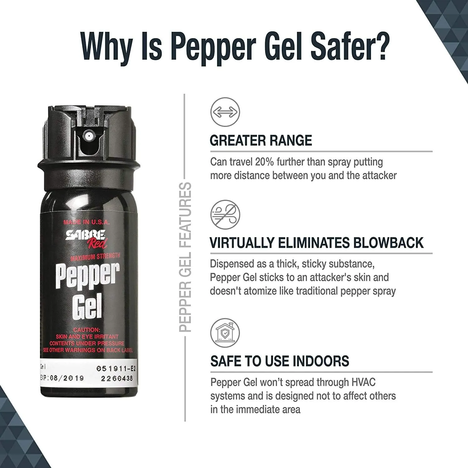 Sabre Red, Tactical Series - Pepper Gel OC Spray w/Belt Clip (1.8 oz)