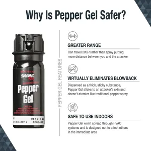 Sabre Red, Tactical Series - Pepper Gel OC Spray w/Belt Clip (1.8 oz)
