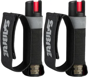 SABRE Runner Defense Spray, 3-in-1 Formula Contains Pepper Spray, CS Military Tear Gas & UV Marking Dye, Max Strength, Reflective Hand Strap For Easy Carry, 35 Bursts, Secure & Easy to Use Safety