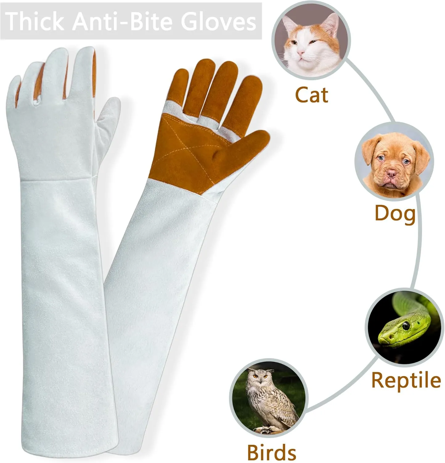 Safety Work Leather Welding Animal Handling Gloves Bite Proof Pet Trips Vet Grooming Puncture Training Scratch