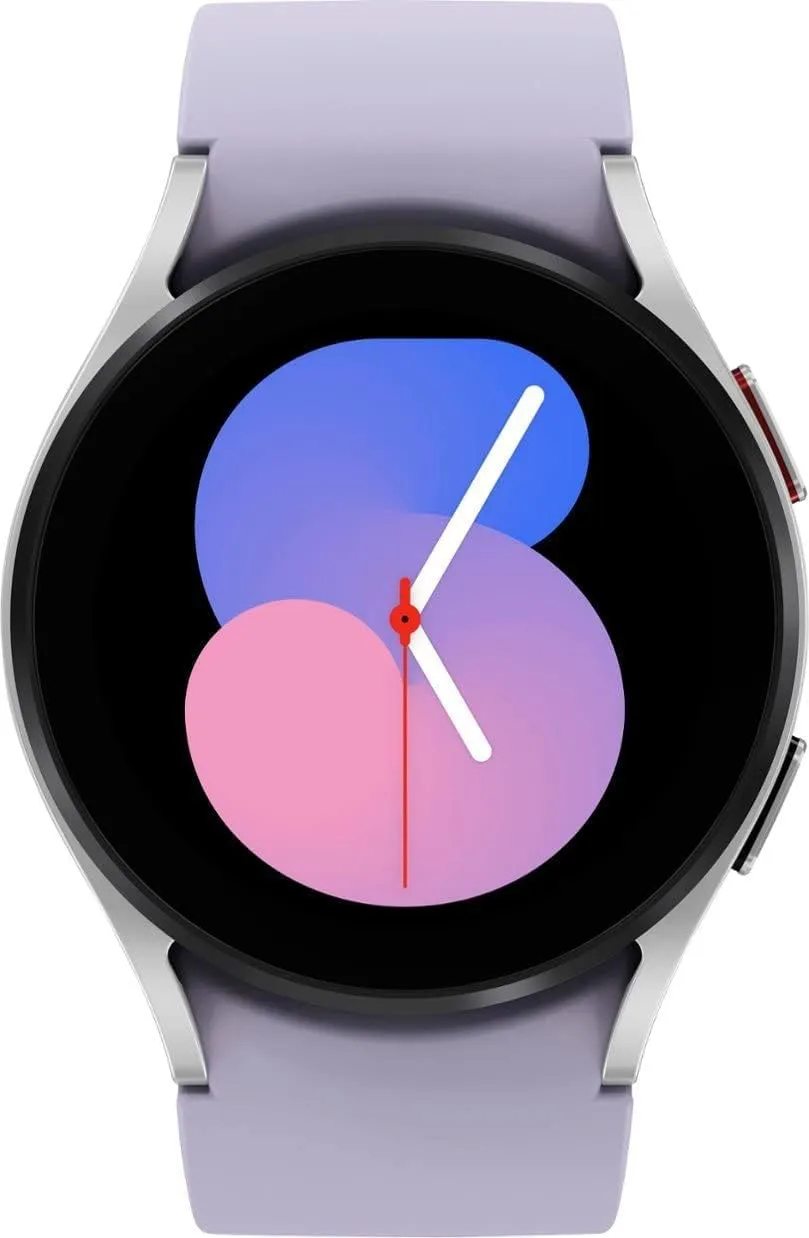 SAMSUNG Galaxy Watch 5 40mm Bluetooth Smartwatch w/Body, Health, Fitness and Sleep Tracker, Sapphire Crystal Glass, Enhanced GPS Tracking, US Version, Silver Bezel w/Purple Band (Renewed)