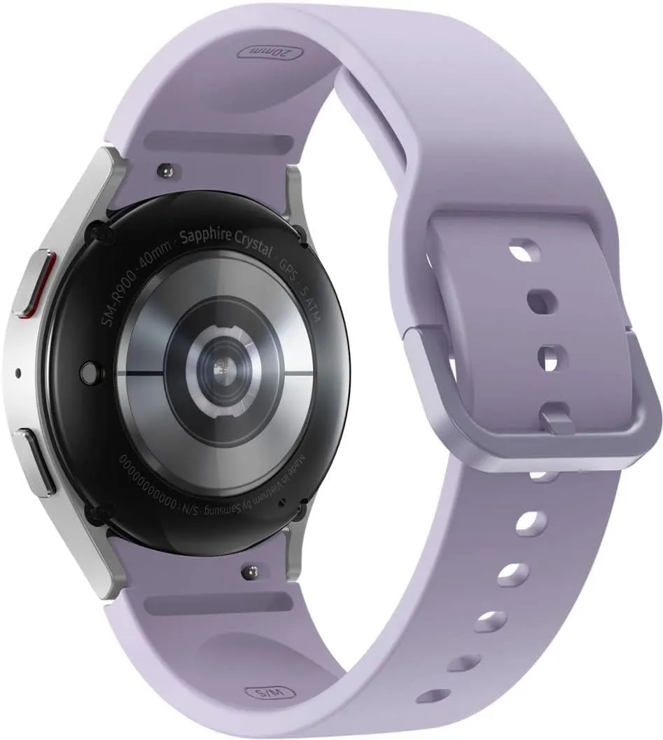 SAMSUNG Galaxy Watch 5 40mm Bluetooth Smartwatch w/Body, Health, Fitness and Sleep Tracker, Sapphire Crystal Glass, Enhanced GPS Tracking, US Version, Silver Bezel w/Purple Band (Renewed)