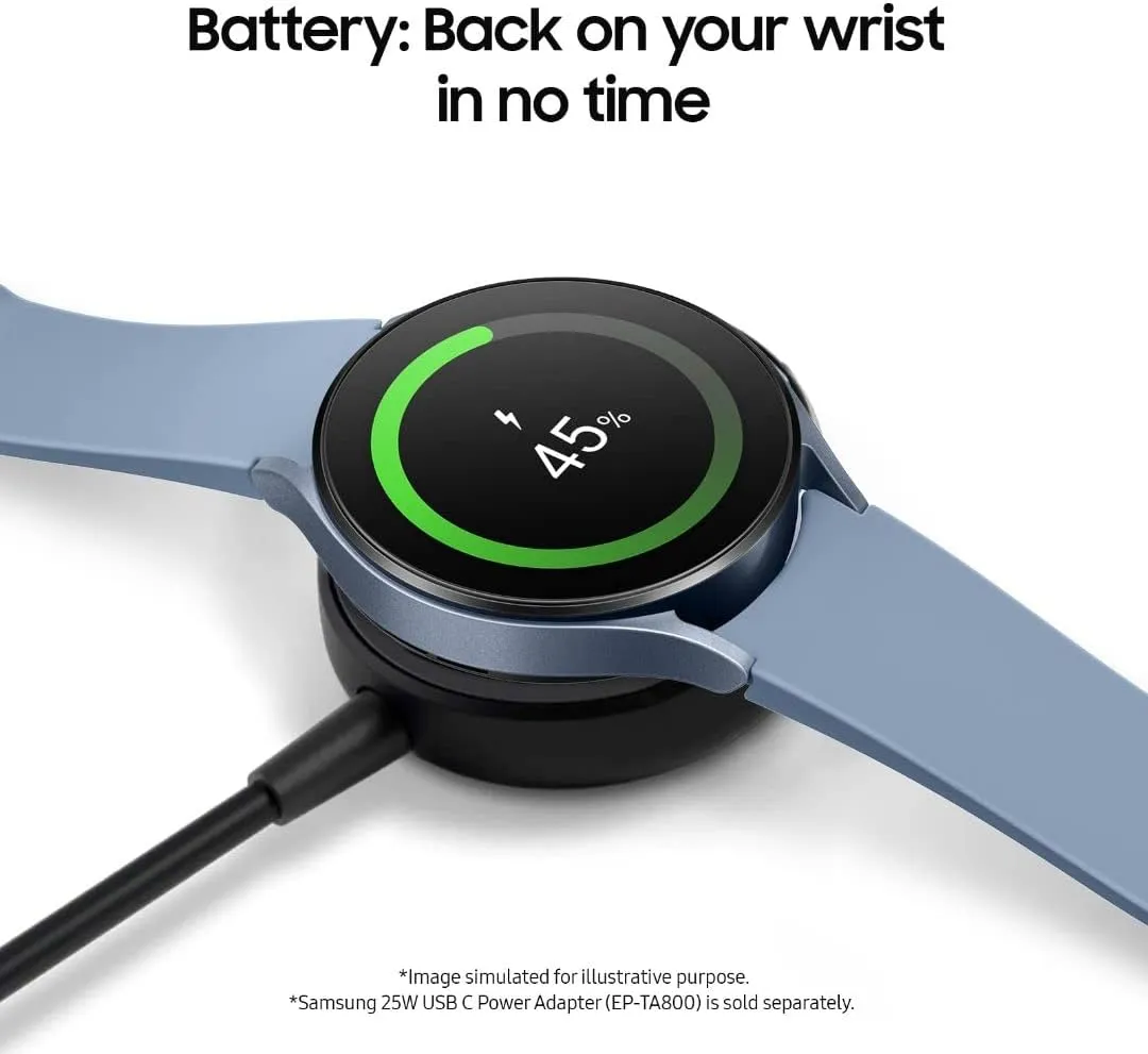 SAMSUNG Galaxy Watch 5 44mm Bluetooth Smartwatch w/Body, Health, Fitness and Sleep Tracker, Improved Battery, Sapphire Crystal Glass, Enhanced GPS Tracking, US Version, Blue
