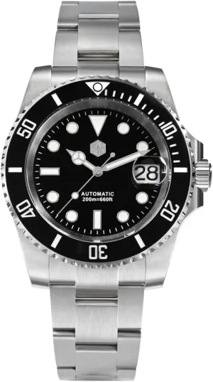 San Martin Men Watch SN017GB, 40 mm 20 Bar Diver Watch NH35 Automatic Mechanical Luxury Diving Waterproof Wrist Watch