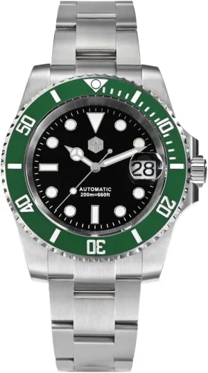 San Martin Men Watch SN017GB, 40 mm 20 Bar Diver Watch NH35 Automatic Mechanical Luxury Diving Waterproof Wrist Watch