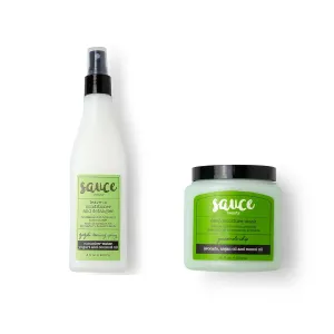 SAUCE BEAUTY Guacamole Hair Mask & Tzatziki Leave In Conditioner - Deep Conditioning Treatment & Frizz Control for Curly Dry Damaged Hair - Sulfate Free Paraben Free