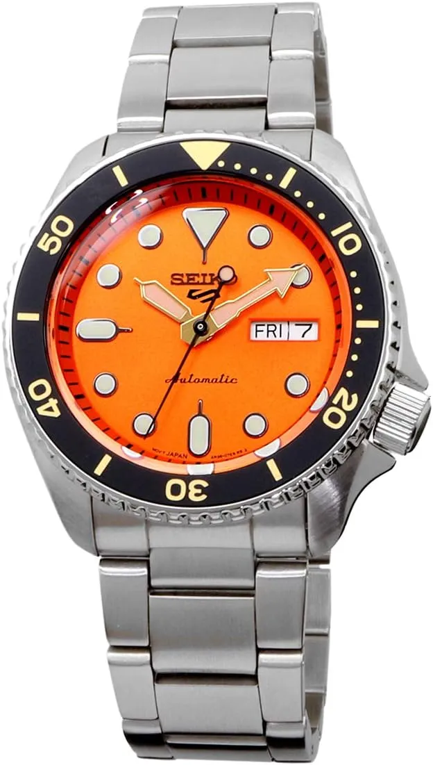 Seiko Automatic Watch for Men - 5 Sports - Day/Date Calendar, LumiBrite Hands and Markers, and Rotating Bezel, 100m Water-Resistant