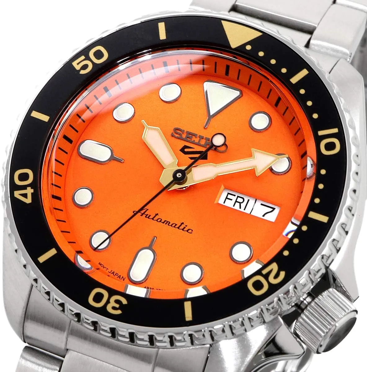 Seiko Automatic Watch for Men - 5 Sports - Day/Date Calendar, LumiBrite Hands and Markers, and Rotating Bezel, 100m Water-Resistant