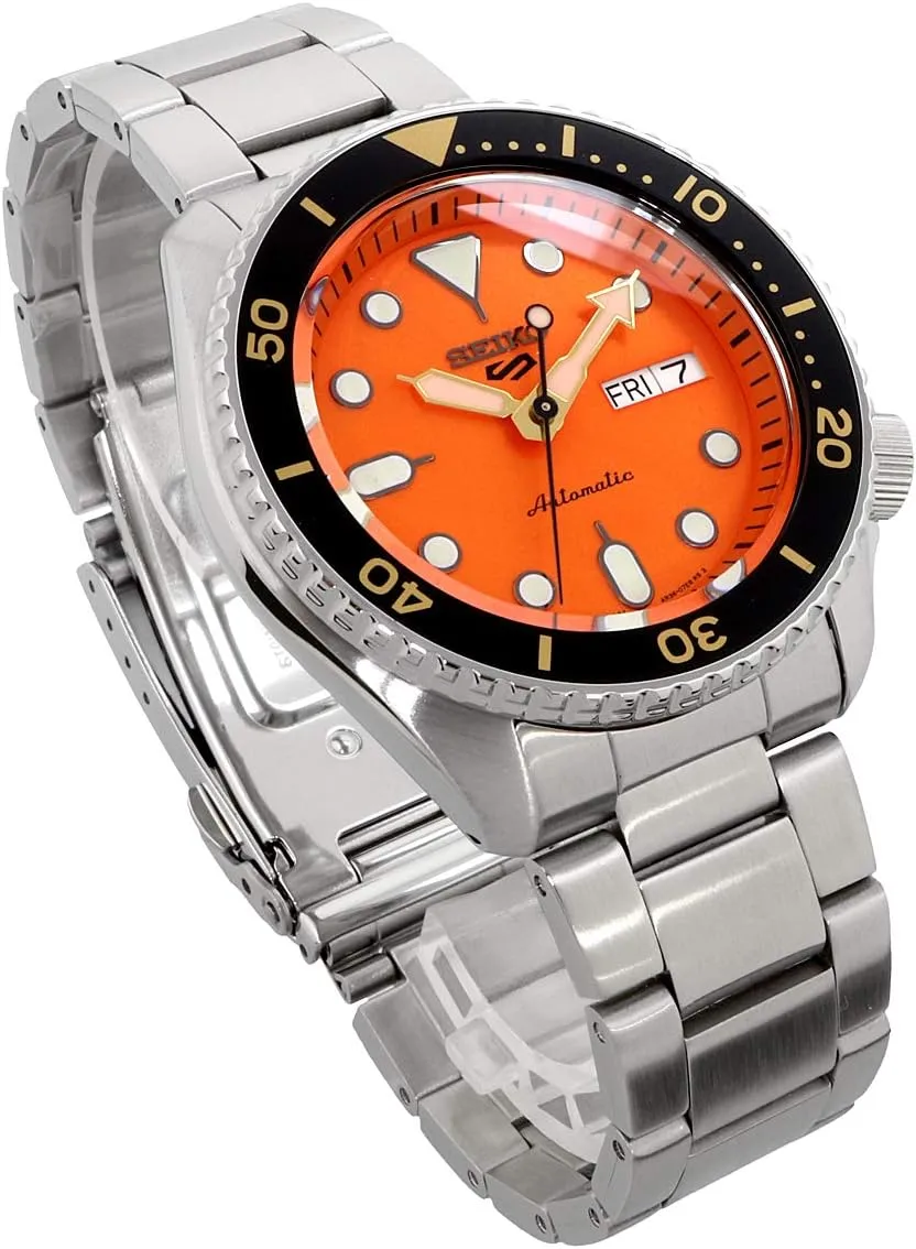 Seiko Automatic Watch for Men - 5 Sports - Day/Date Calendar, LumiBrite Hands and Markers, and Rotating Bezel, 100m Water-Resistant