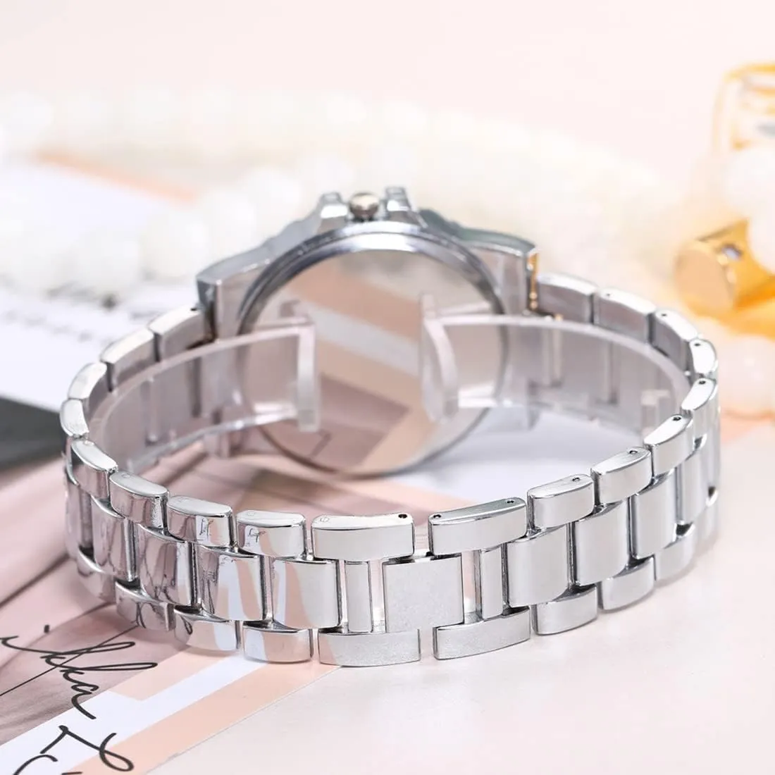 SENRUD Unisex Watch Luxury Crystal Rhinestone Diamond Wrist Watch Stainless Steel Fashion Bling Iced-Out Watch