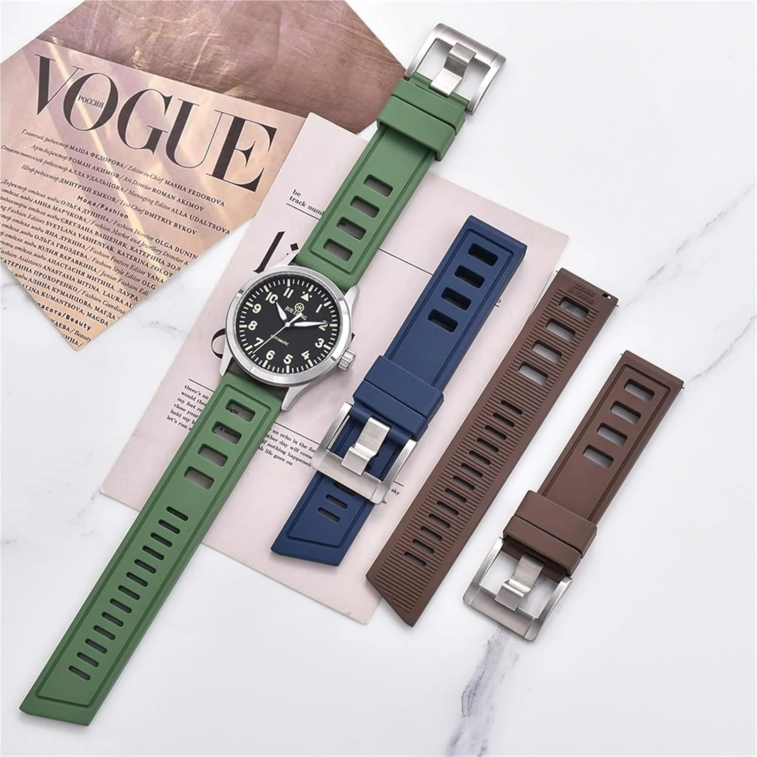 SERDAS Fluororubber FKM 20mm 22mm Watch Strap Waterproof Quick Release Watchbands For Each Brand Diving Watches