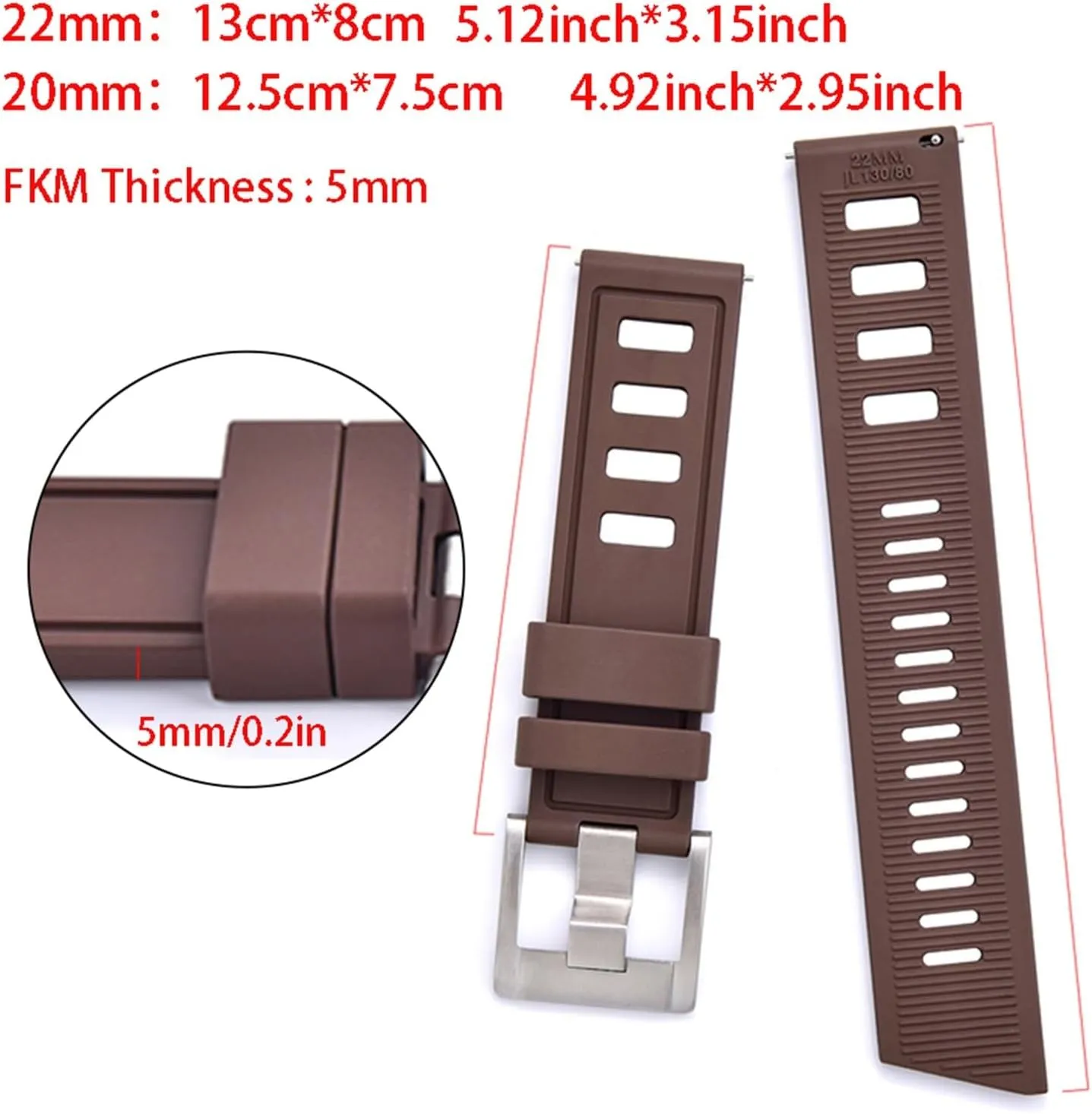 SERDAS Fluororubber FKM 20mm 22mm Watch Strap Waterproof Quick Release Watchbands For Each Brand Diving Watches