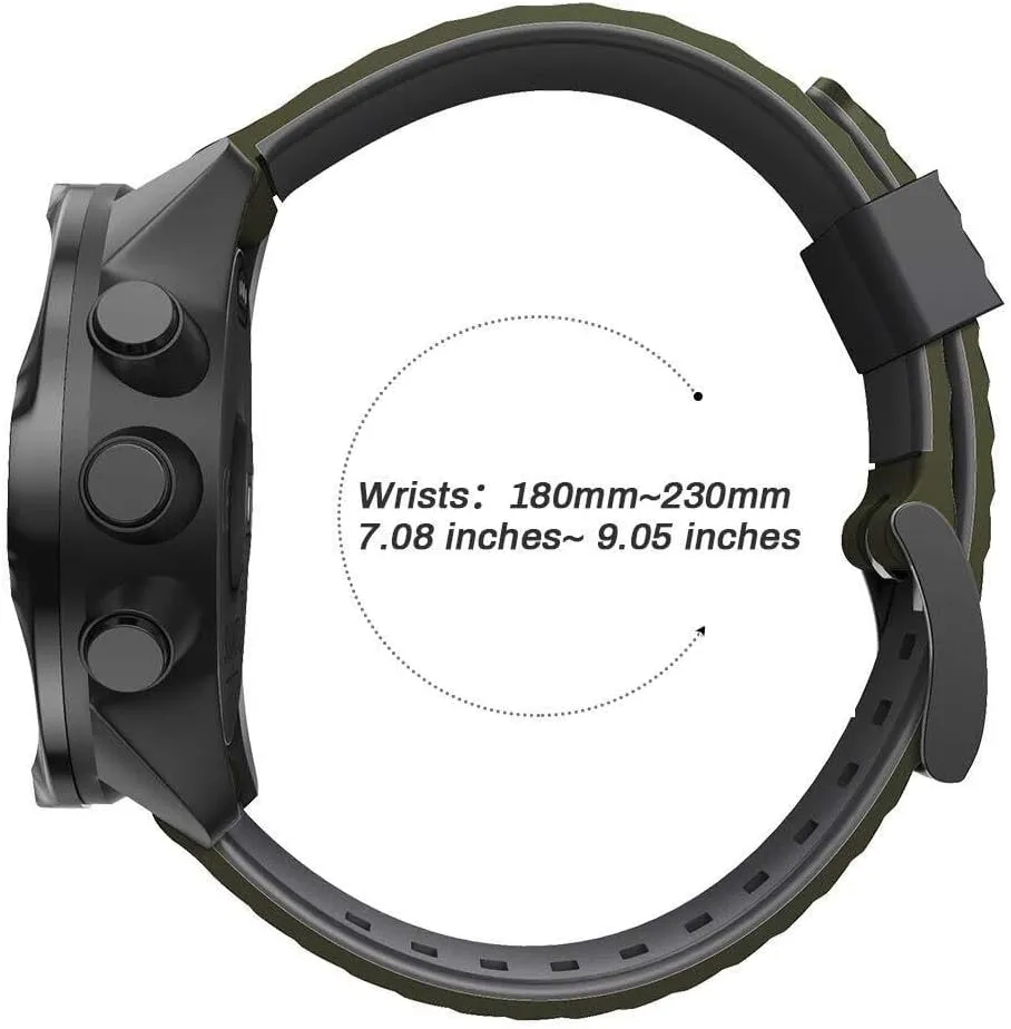 SERDAS For Suunto 7 Soft Silicone Band Suunto 9 Replacement Wristband For Men And Women Suunto 9 Baro Sports Watch Strap For Suunto 9 Spartan Suunto 9 GPS Watch Band