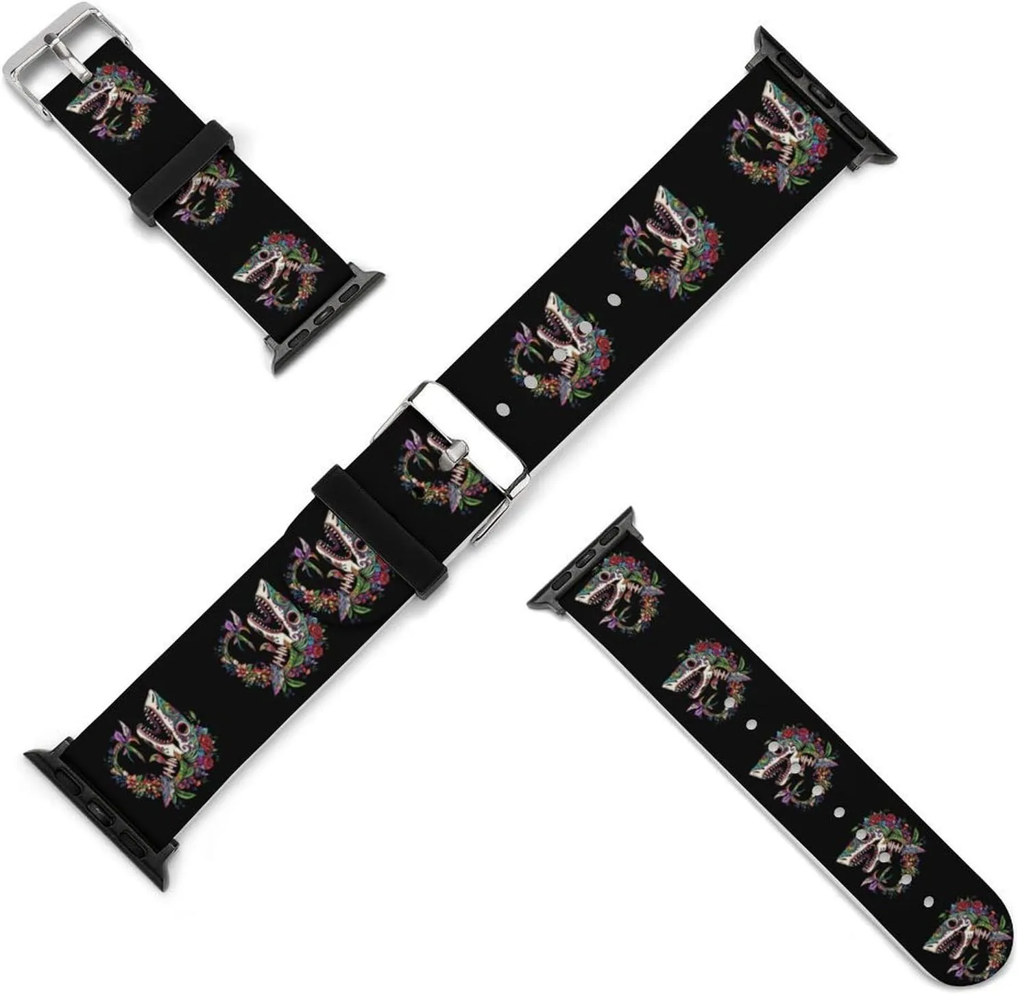 Shark Sugar Skull Mexico Dia De Los Sport Silicone Watch Band Compatible with Iwatch Quick Release Replacement Strap