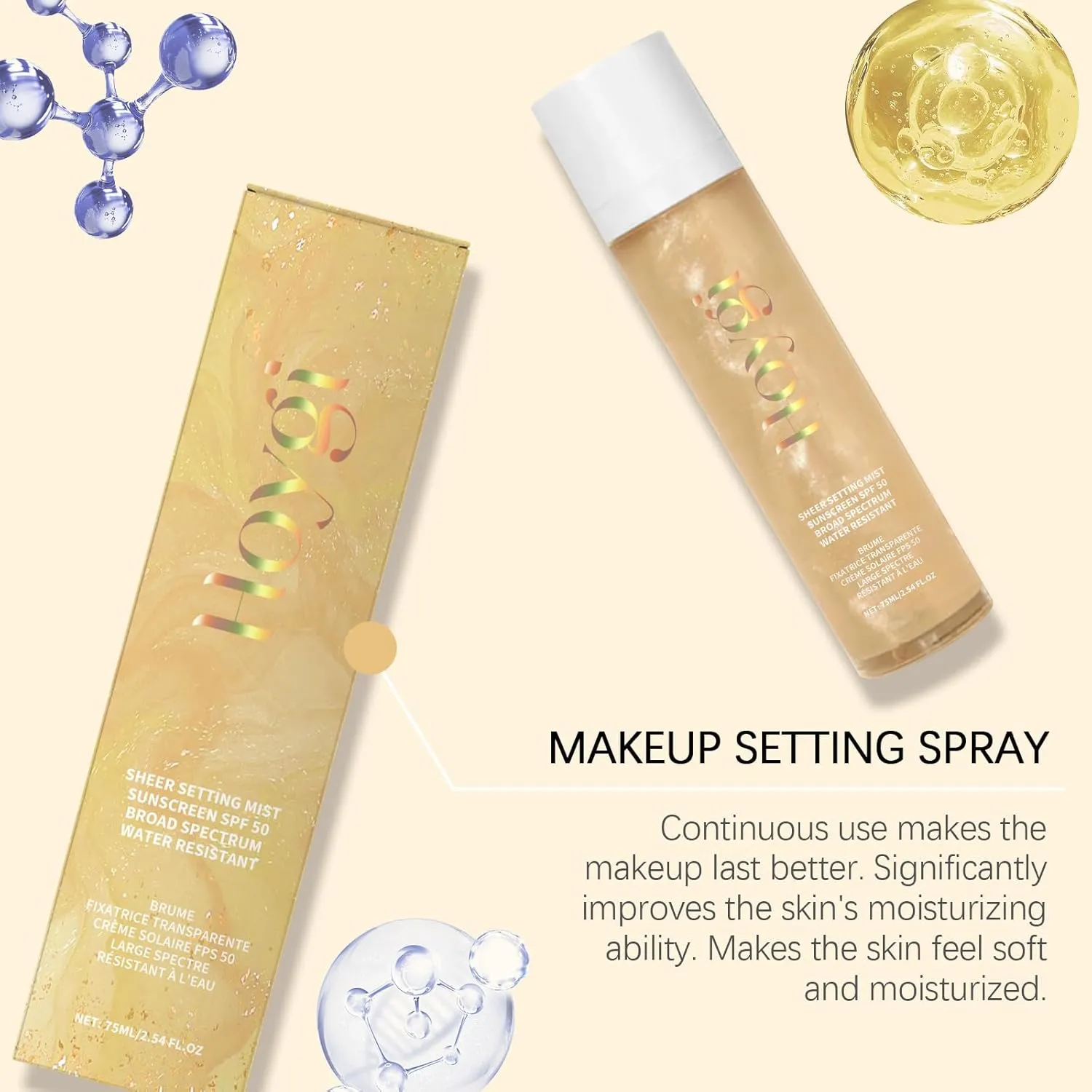 Sheer Setting Mist Sunscreen Spf 50, Sheer Setting Mist,Ultra Sher Sunscreen Spray,Weightless, Hydrating Mists,Fast-Absorbing for Face & Body (3pc)