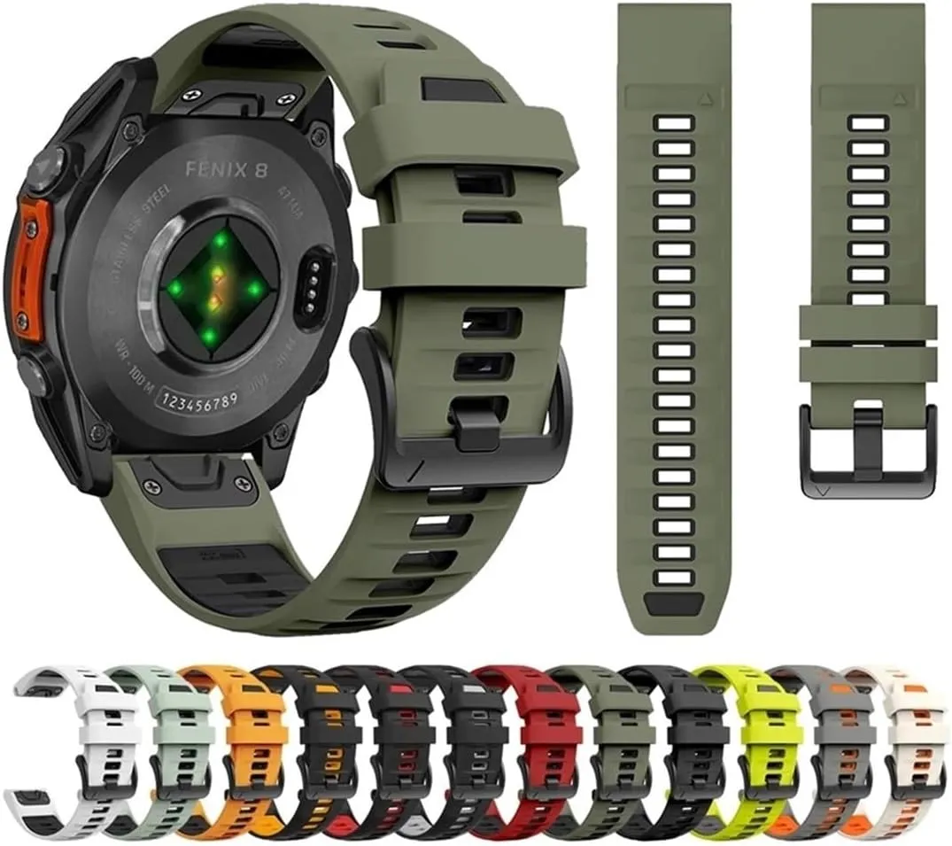 Silicone Watch Band Fit for Garmin Fenix 8 7X Pro 51mm/ Enduro 3/ Quatix/Tactix 7/ Descent Mk2 Mk2i/ D2/ Mach 1