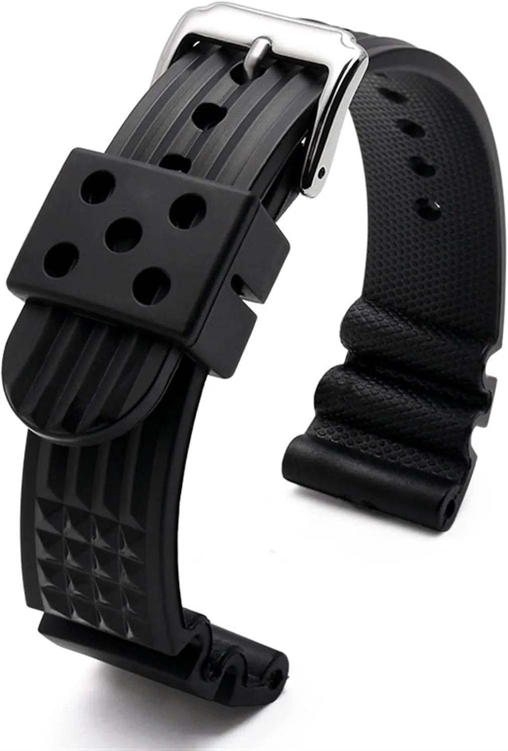 Silicone Watchband For S-eiko Classic No. 5 Watches Diving Waterproof Bracelet 22mm Black Mens Rubber Watch Strap