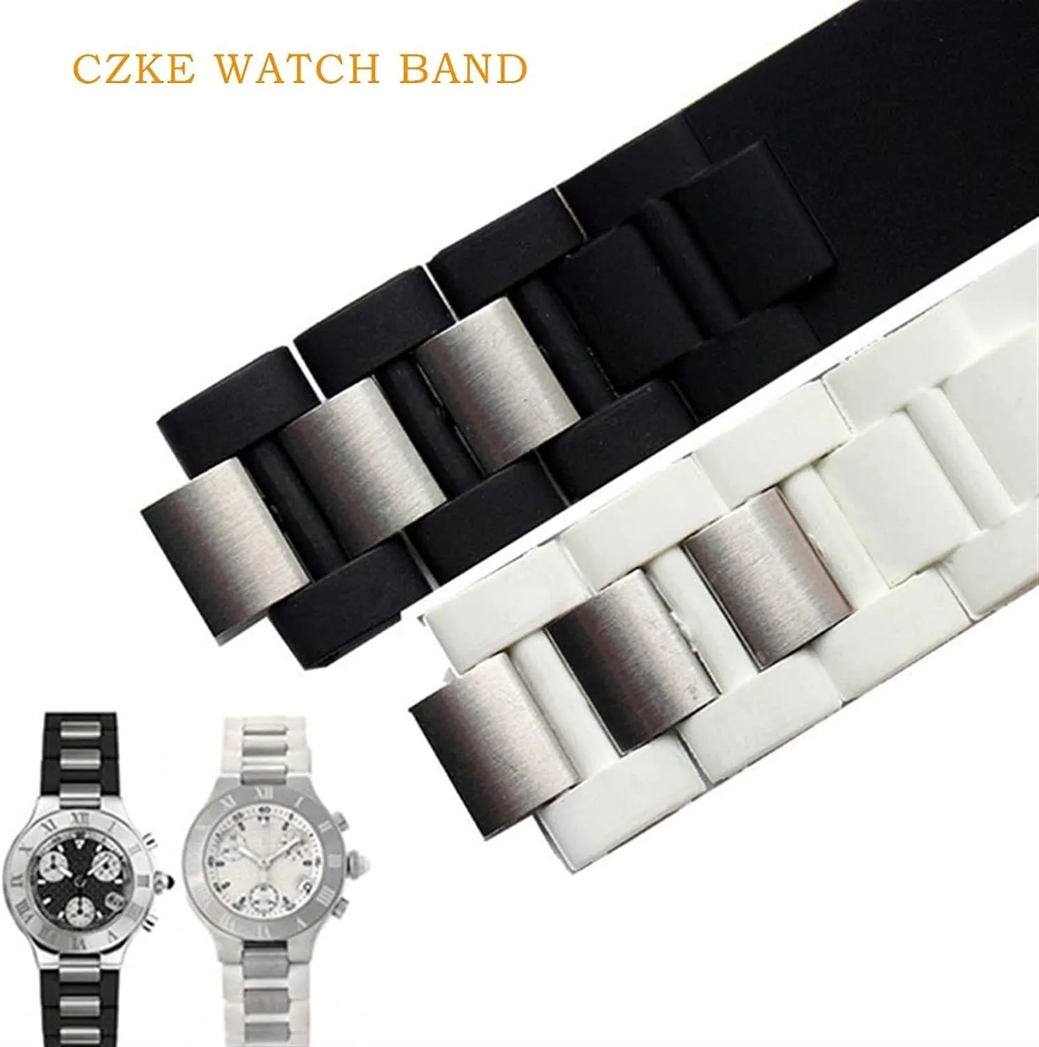 Silicone watchbands For cartier 21st century convex waterproof watch srap accessories 20 * 10mm