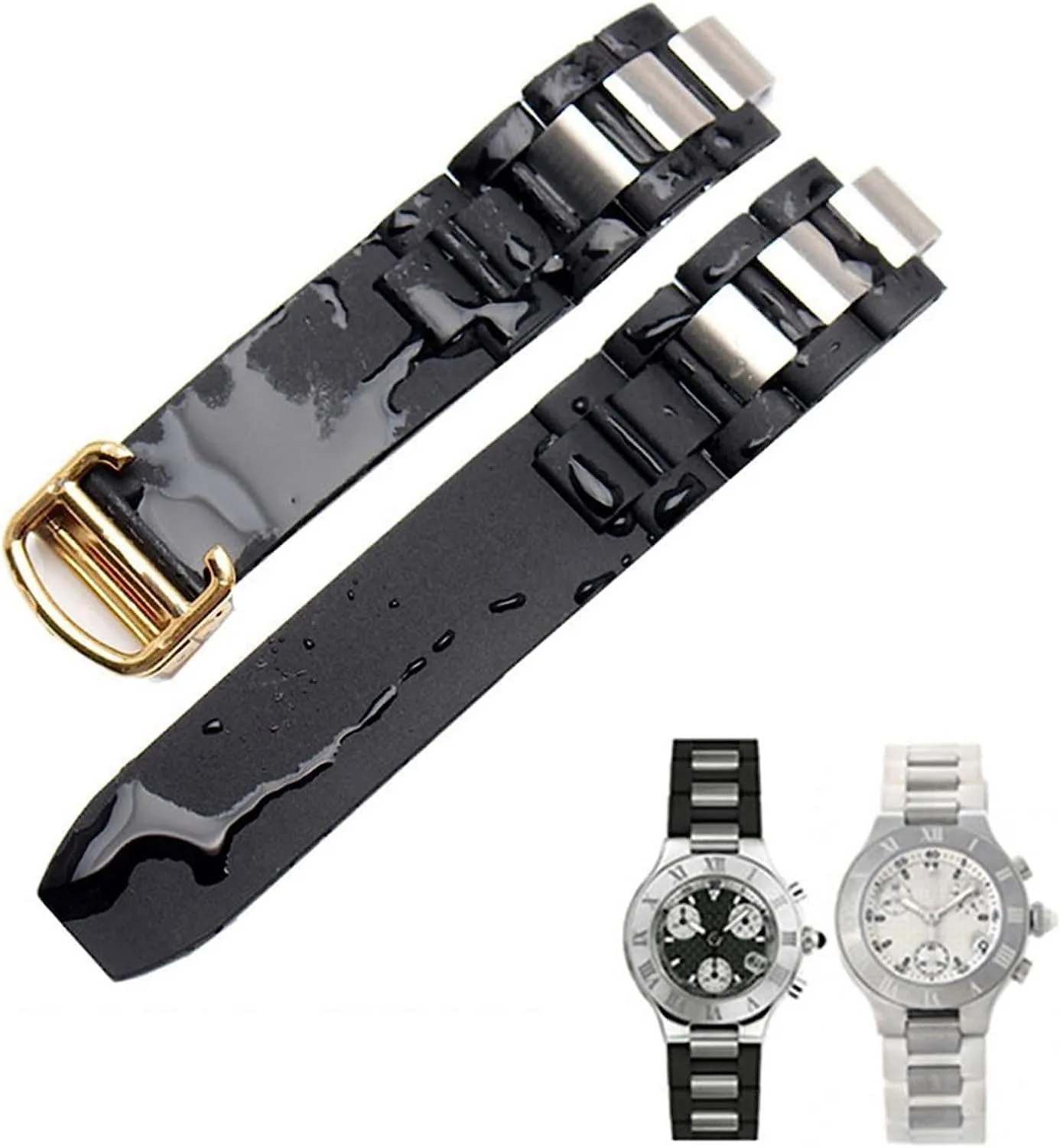 Silicone watchbands For cartier 21st century convex waterproof watch srap accessories 20 * 10mm