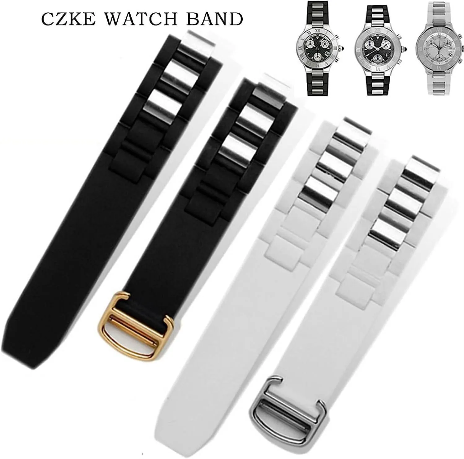 Silicone watchbands For cartier 21st century convex waterproof watch srap accessories 20 * 10mm