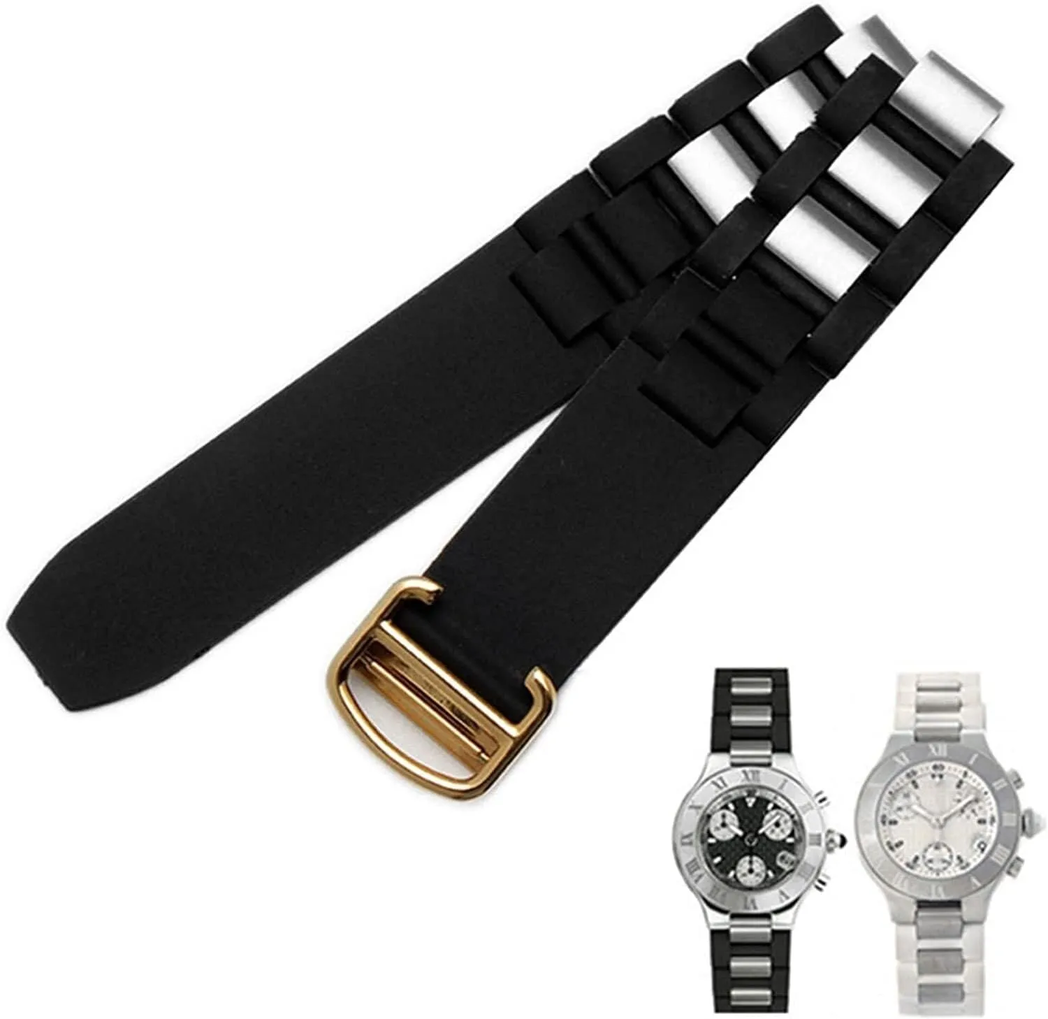 Silicone watchbands For cartier 21st century convex waterproof watch srap accessories 20 * 10mm