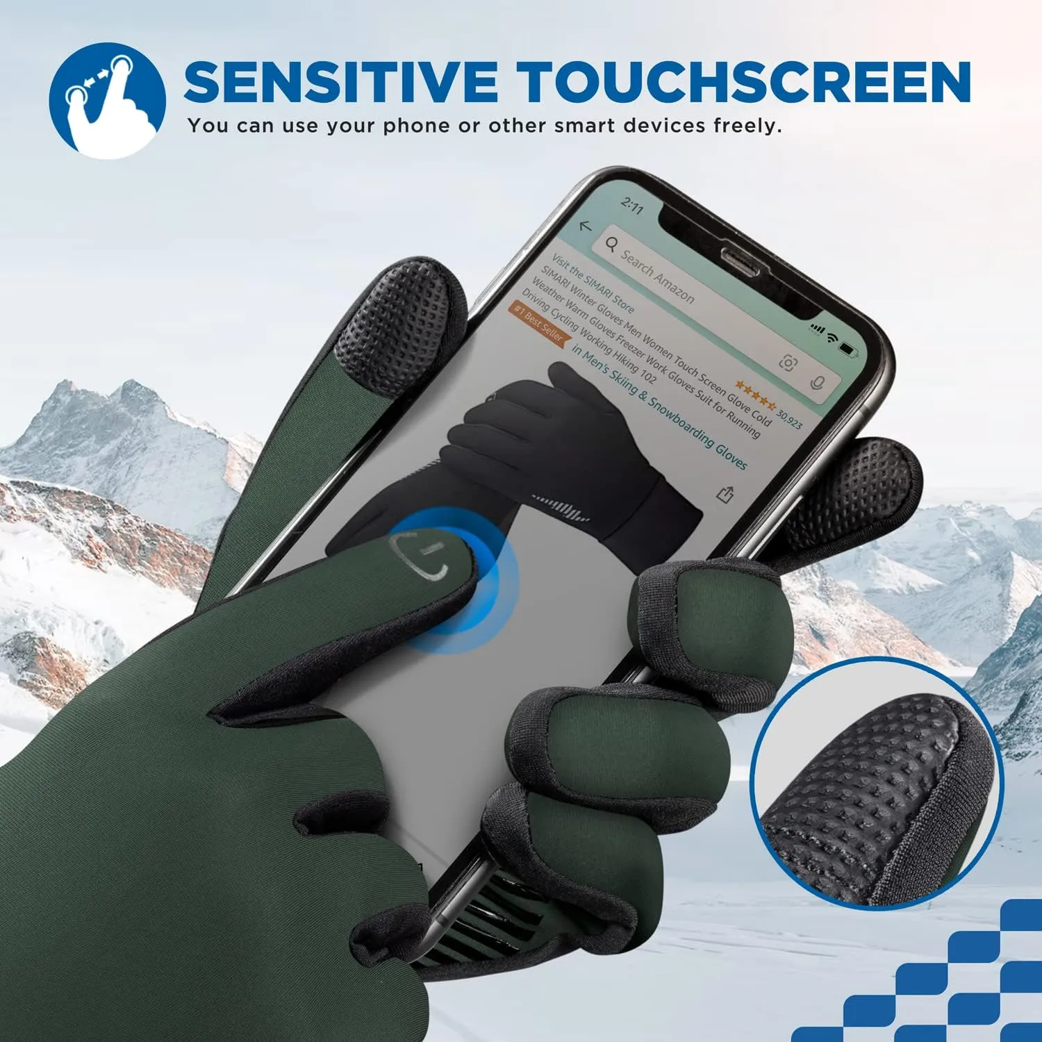 SIMARI Winter Gloves Women Men Ski Snow Gloves Liner Thermal Warm Touch Screen, Suit for Running, Cycling, Biking, Hiking, Driving, Walking, Typing, Freezer Work, Sports, Soccer, Shooting, Gaming 102