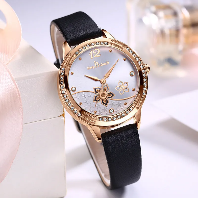 Simple And  Flower Waterproof Watch Watch
