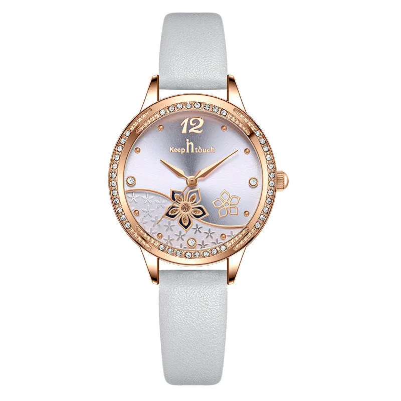 Simple And  Flower Waterproof Watch Watch