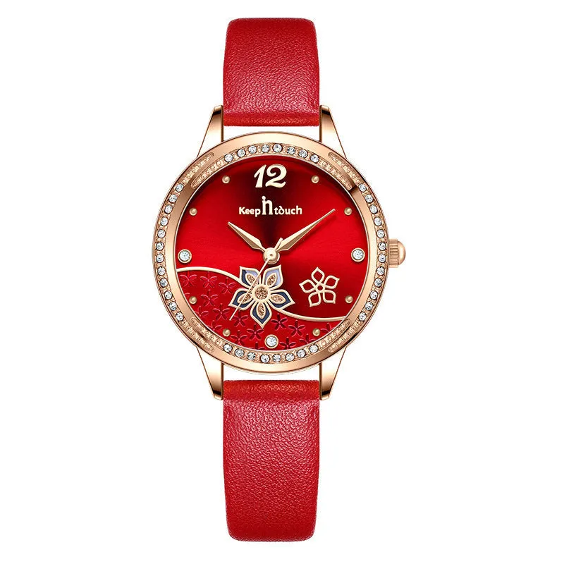 Simple And  Flower Waterproof Watch Watch