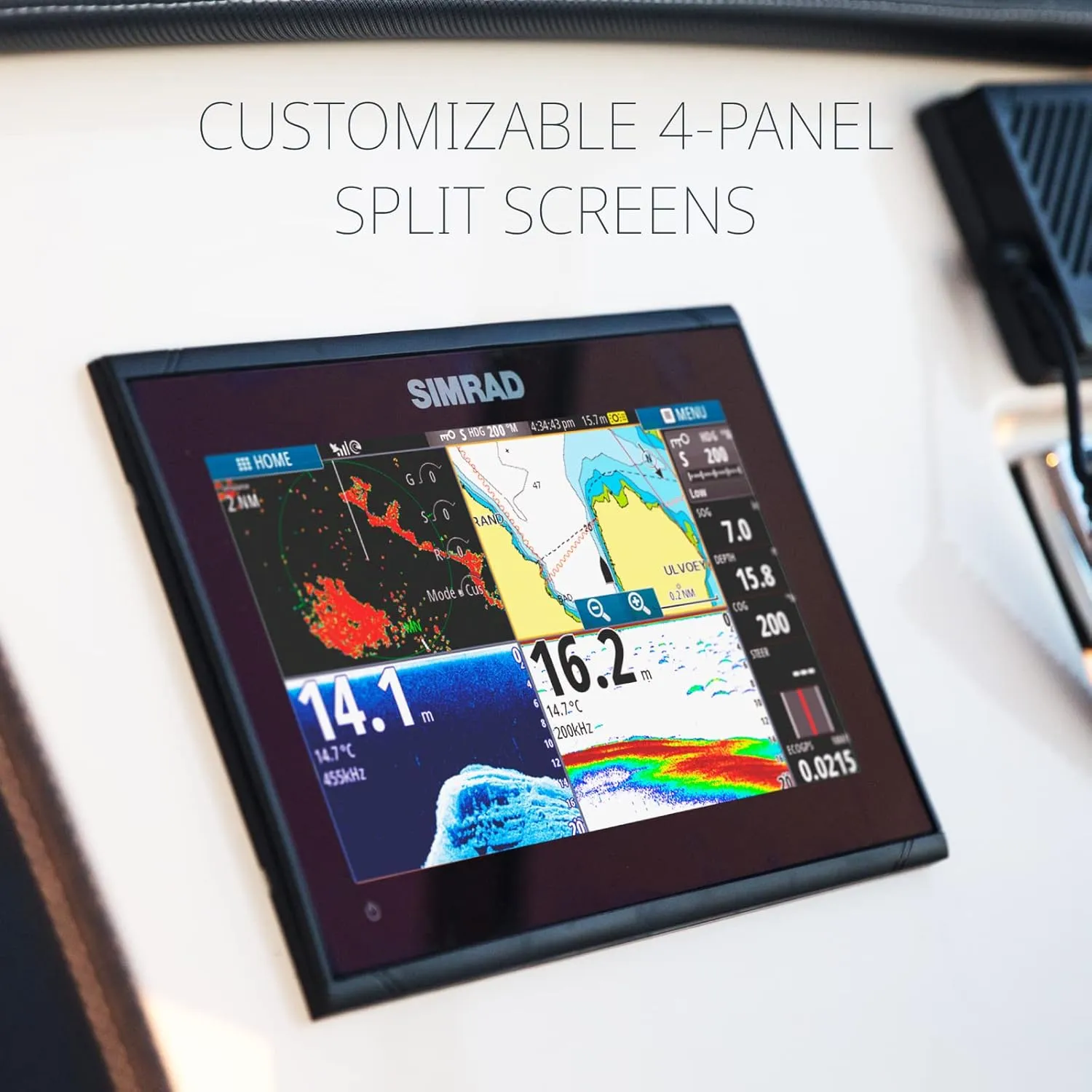 Simrad GO Chartplotter and Fish Finder, with Transducer and Radar Options, Preloaded C-MAP Discover Chart Card