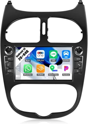 SIXWIN 2G 64G Android 13 Car Stereo for for Peugeot 206 1998-2016 for Citroen C2 2004-2008 7 Inch with CarPlay Android Auto Weather Forecast 53UI Network Radio Mirror Link Bluetooth FM GPS
