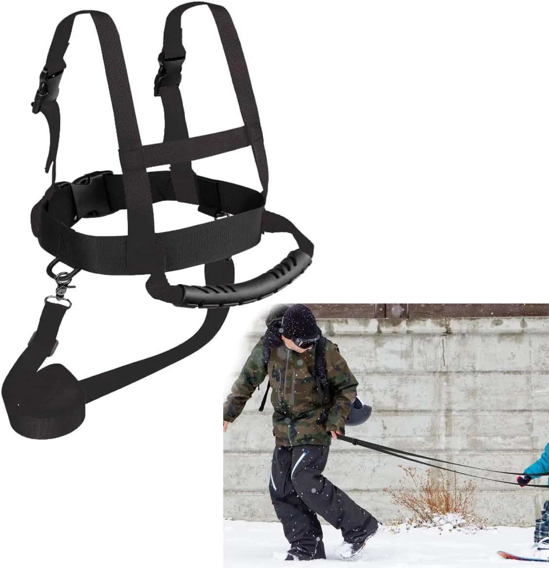 Ski Harness Heavy Duty Ski Shoulder Training Harness Ski Training Leash for Skating, Skateboarding, Snowboard, Roller Skating, Cycling for Beginners
