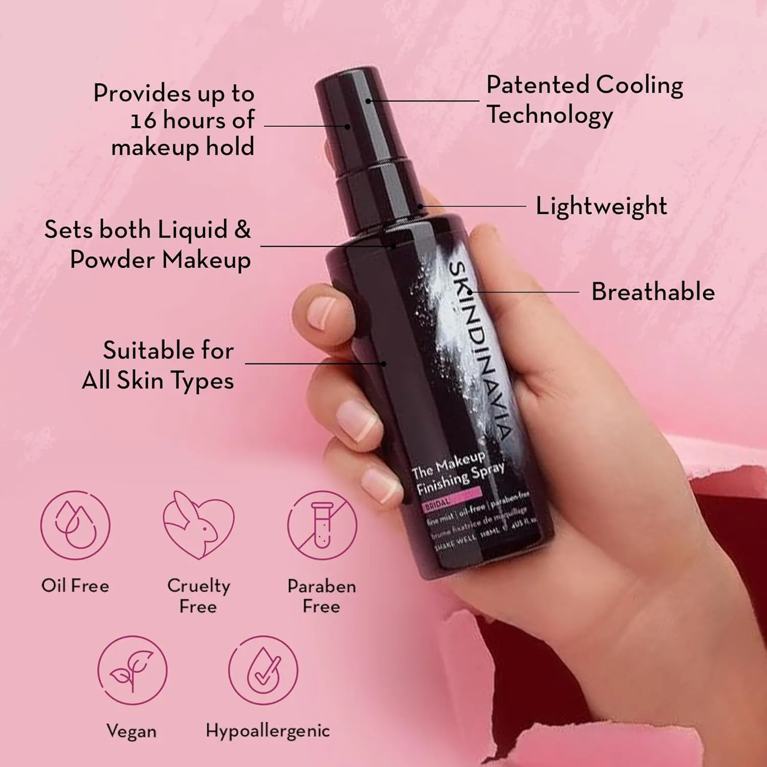 Skindinavia The Makeup Finishing Spray, Classic Makeup Setting Spray, All-Day Wear, Long-Lasting Up to 16  Hours, Heat-Resistant & Waterproof, Cooling Fine Mist, 2.0 Oz