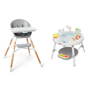 Skip Hop Baby High Chair, Eon 4-in-1, Grey/White & Baby Activity Center: Interactive Play Center with 3-Stage Grow-with-Me Functionality, 4mo , Silver Lining Cloud
