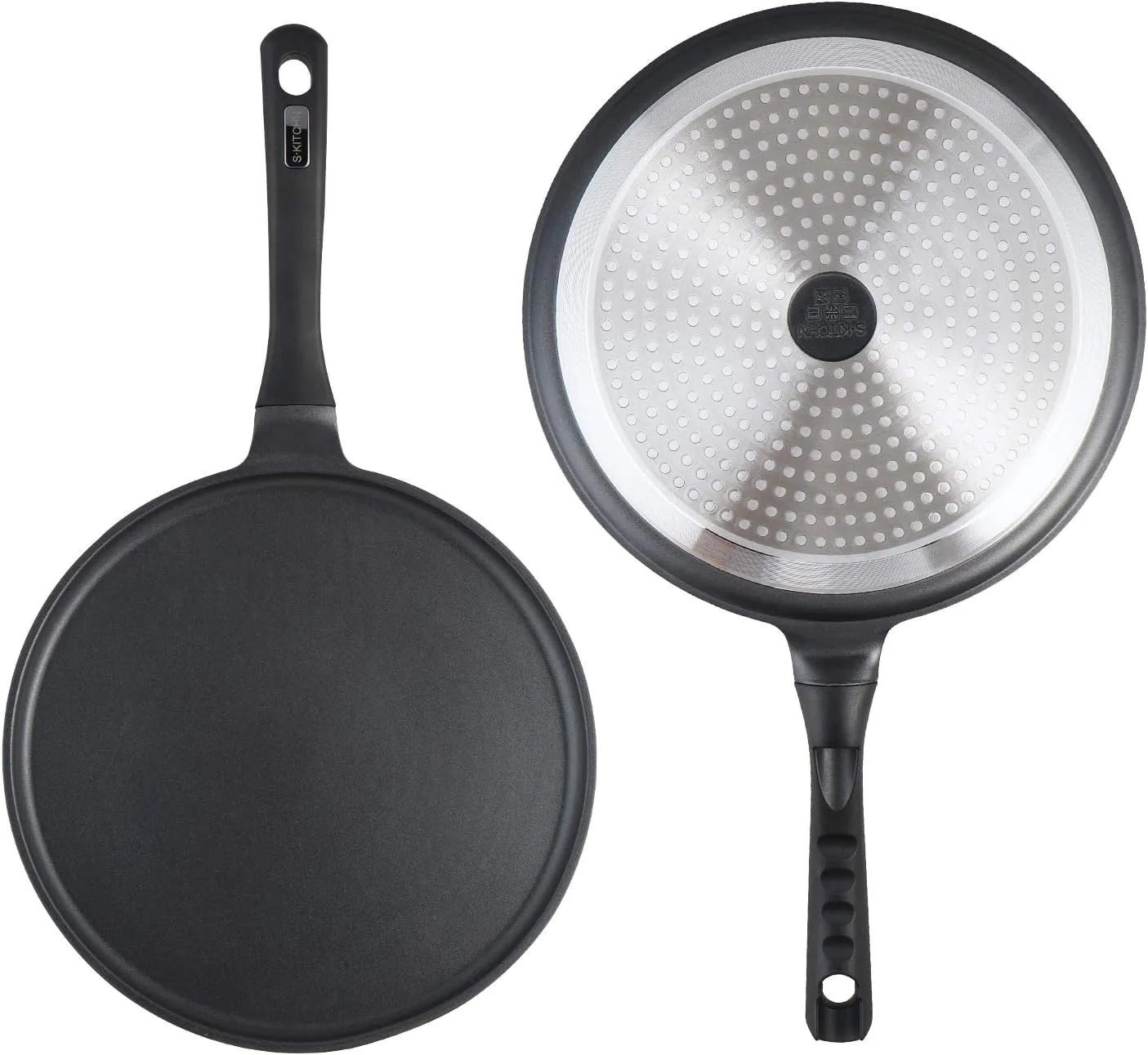 SKITCHN Crepe Pan - Nonstick Dosa Pan for Roti, Indian, Pancake Griddle - Induction Compatible, Tortilla Comal - 11IN